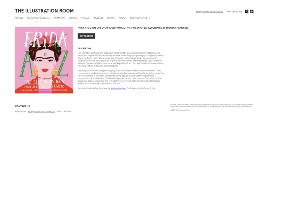 Screenshot of The Illustration Room product page